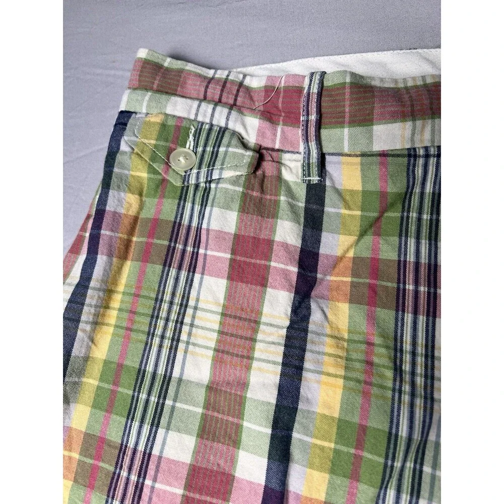 POLO RALPH LAUREN PROSPECT Mens Sz 35 Multicolor Plaid Cotton Flat Front Shorts
